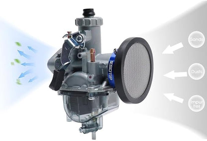 Carburetor Carb 40mm Air Filter Cleaner Velocity Stack Modified Trumpet with Sponge Filter Steel Mesh for VM22 PZ22 GX160 GX200 Short Fast Intake Suggest for Small Displacement (Blue,40mm)