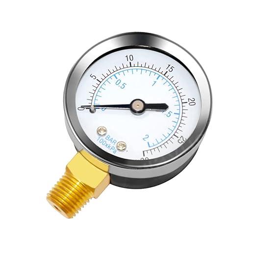 Joywayus Pressure Gauge 0 to 30 PSI Brass 1/4" Male NPT Thread Lower Mount, Multiple Function