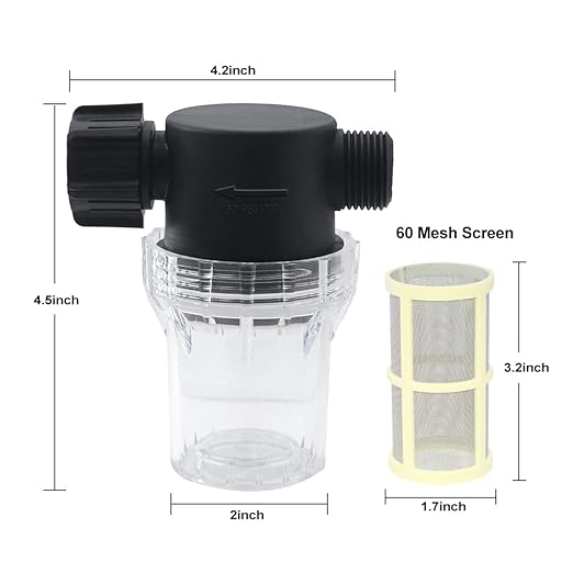 GIEX 60 Mesh Garden Hose Filter with Quick Connect, 3/4" GHT Thread Sediment Trap for Pool and Water Tank Pre-Filtration