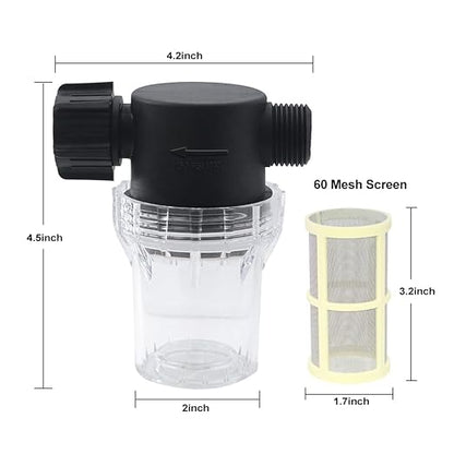 GIEX 60 Mesh Garden Hose Filter with Quick Connect, 3/4" GHT Thread Sediment Trap for Pool and Water Tank Pre-Filtration