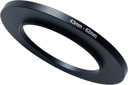 43mm to 62mm Step-Up Ring Filter Adapter for All Brands UV ND CPL Metal Ring Step-Up Rings Adapter Filter (43mm-62mm)
