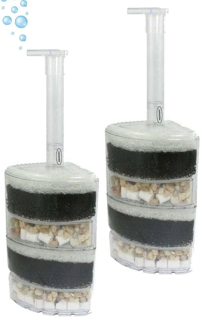 Corner Filter Up to 40 Gal ea. Air Driven Bio Sponge Ceramic for Fry Shrimp Fish Tank Aquarium