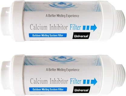 Misting System Calcium Inhibitor Filter for Patio Misters NSF certification Inline Water Soften Filter Effectively Reduce Hardness Spots, Soften Water, Upgraded Formula (PACK OF 2)