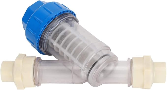 Poultry Water Line Strainer | Farm Water Treatment System for Chickens/Ducks/Livestock | Replaceable Screen Sheet Purifies Water Supply | 29x19x9cm Plastic Strainer