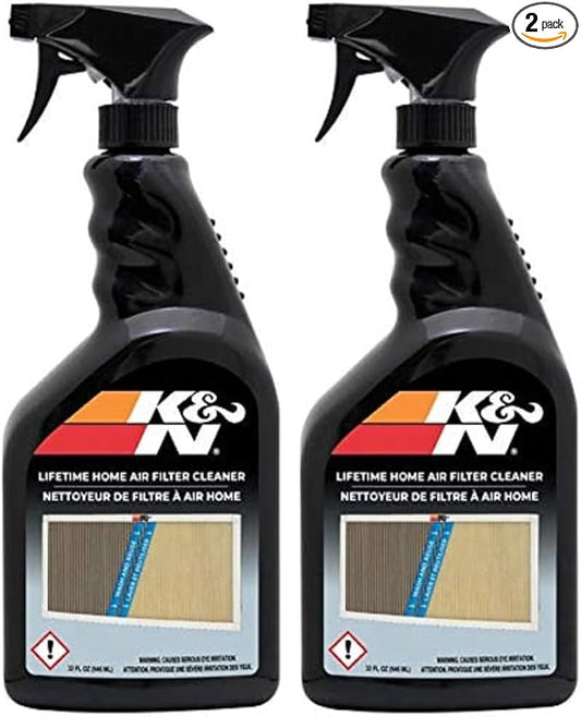 K&N HVAC Filter Cleaner: 32 Oz Spray Bottle Filter Cleaner and Refresher; Restores Home Air-Filter Performance; 99-6010,(Pack of 2)