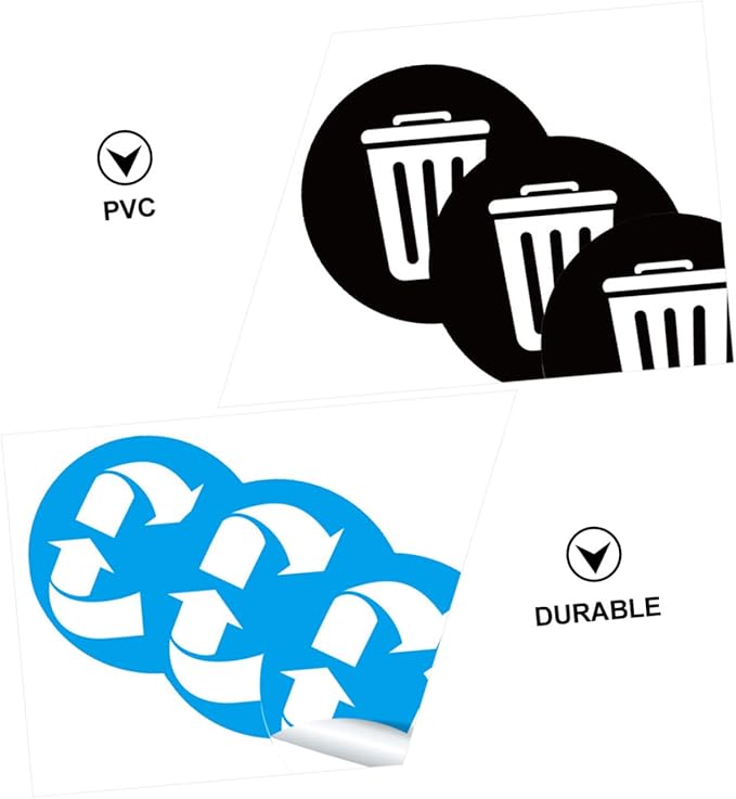 DECHOUS Reminding Waste Sorting Habits 6 Adhesive PVC Stickers for Garbage Can Decor