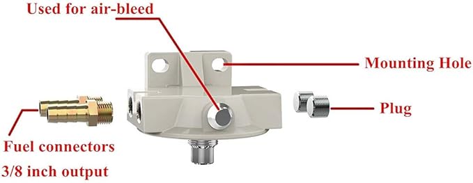 iFJF R12T Fuel Filter Base NPT ZG1/4-19 Automotive Parts with Fittings Replacement for 120AT S3240 Diesel Engine(Includes 2 fittings,2 plugs)
