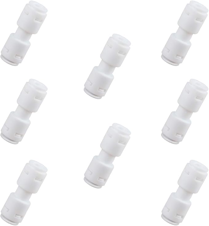 Push to Connect Fittings for Reverse Osmosis Water Filter 1/4" Equal Straight Coupling Union,NSF Certified Plastic ro Fittings (pack 8)