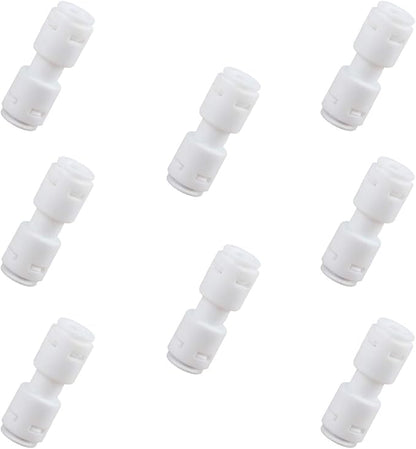 Push to Connect Fittings for Reverse Osmosis Water Filter 1/4" Equal Straight Coupling Union,NSF Certified Plastic ro Fittings (pack 8)