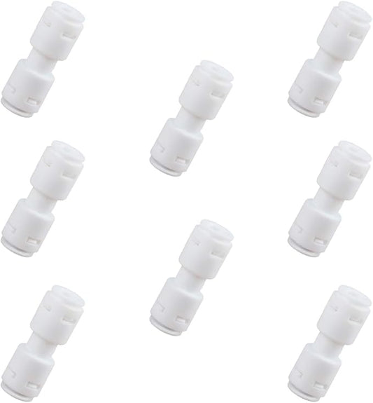 Push to Connect Fittings for Reverse Osmosis Water Filter 1/4" Equal Straight Coupling Union,NSF Certified Plastic ro Fittings (pack 8)