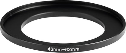 46-62mm Metal Step-Up Ring Adapter Compatible with Mirrorless Cameras DSLR Lens, UV CPL ND Filter Thread Converter, Black