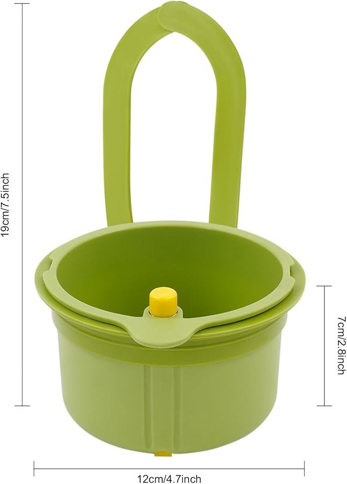 JOMCYDM Kitchen Sink Basket, Faucet Hanging Draining Basket, Kitchen Waste Catcher Hands-Free Press to Empty, Prevents Clogs & Messy Scraping (Green)