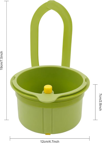 JOMCYDM Kitchen Sink Basket, Faucet Hanging Draining Basket, Kitchen Waste Catcher Hands-Free Press to Empty, Prevents Clogs & Messy Scraping (Green)