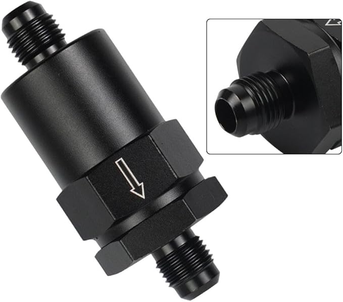 Automotive Tuning Inline Fuel Filter with AN6 Fittings and 30 Overfilter for EFI and Carburetor Systems