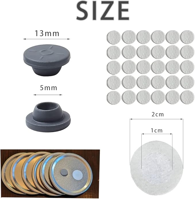 100PCS Self Healing Injection Ports and 120PCS Synthetic Filter Stickers Mushroom Growing Supplies（13.2mm for Ports &20mm for Stickers ）