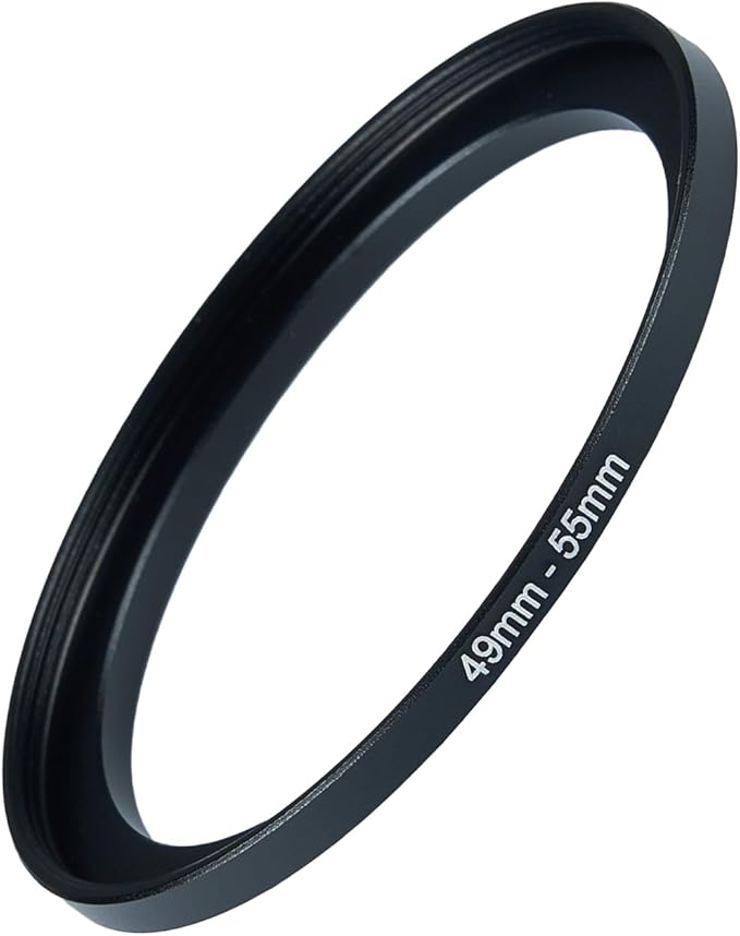 49mm to 55mm Step-up Adapter Rings Filter Adapter Black Metal Step Down Filter Ring Adapter Compatible with All Brand UV CPL ND Camera Lens Filter Stepping Rings (49mm-55mm), (NLY001)