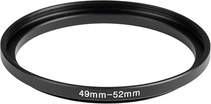 49-52mm Metal Step-Up Ring Adapter Compatible with Mirrorless Cameras DSLR Lens, UV CPL ND Filter Thread Converter, Black