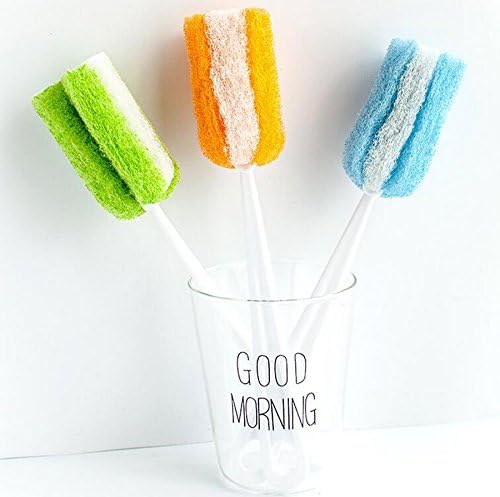 3PCS Soft Hanging Sponge Cleaning Brush Cleaner with Long Handle Cup Feeding Bottle Scrubber Washing Brushes for Coffee Glasses Pot Milk Cup Mugs Winebottle Baby Bottles(Color Random)