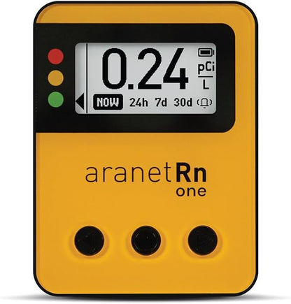 Radon One – Fast Home Radon Detector with 10-Minute Response, E-Ink Display, Battery Powered, Portable Real-Time Radon Monitor for Basements & Indoor Air Monitoring (Yellow)