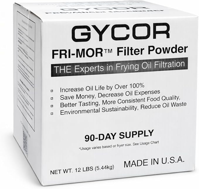 FRI-MOR™ Commercial Deep Fryer Oil Filter Powder – Oil Saver & Extender, 2X Oil-Life, 50% Cost Savings, Removes Odors & Burnt Flavors, For Restaurants & Food Trucks, 12 lb (90-Day Supply), Made in USA