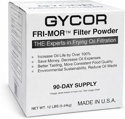 FRI-MOR™ Commercial Deep Fryer Oil Filter Powder – Oil Saver & Extender, 2X Oil-Life, 50% Cost Savings, Removes Odors & Burnt Flavors, For Restaurants & Food Trucks, 12 lb (90-Day Supply), Made in USA