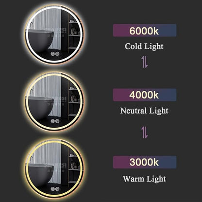 LTSRLL Frameless Illuminated LED Bathroom Wall Mirror with Touch, Demister Pad and Dimmable Lights & 3 Colors for Makeup Shaving and Bath Vanity IP44(Translucent,60cm/23.6in)
