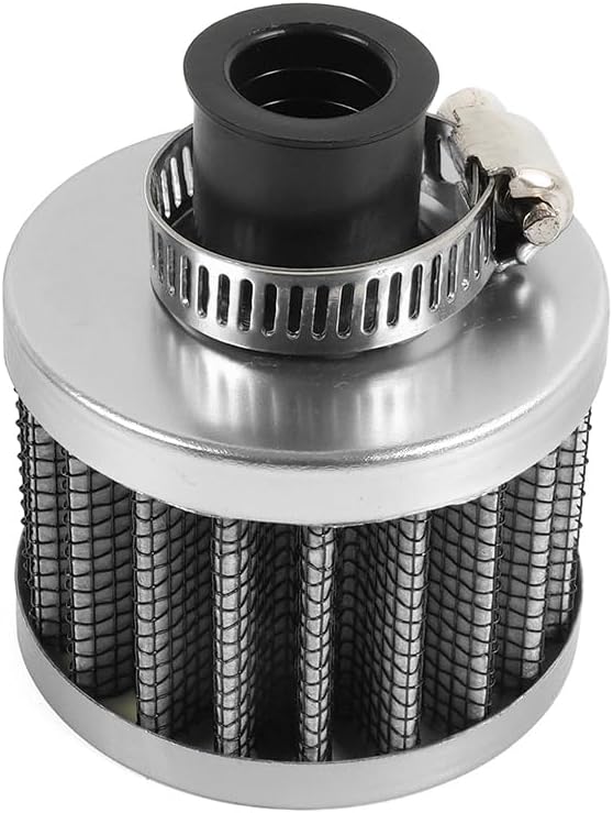 MUGE RACING 2Pcs Air Filter Cold Air Intake Filter Breather 12mm Valve Cover Breather Filter For Car and Motorcycle (Sliver)