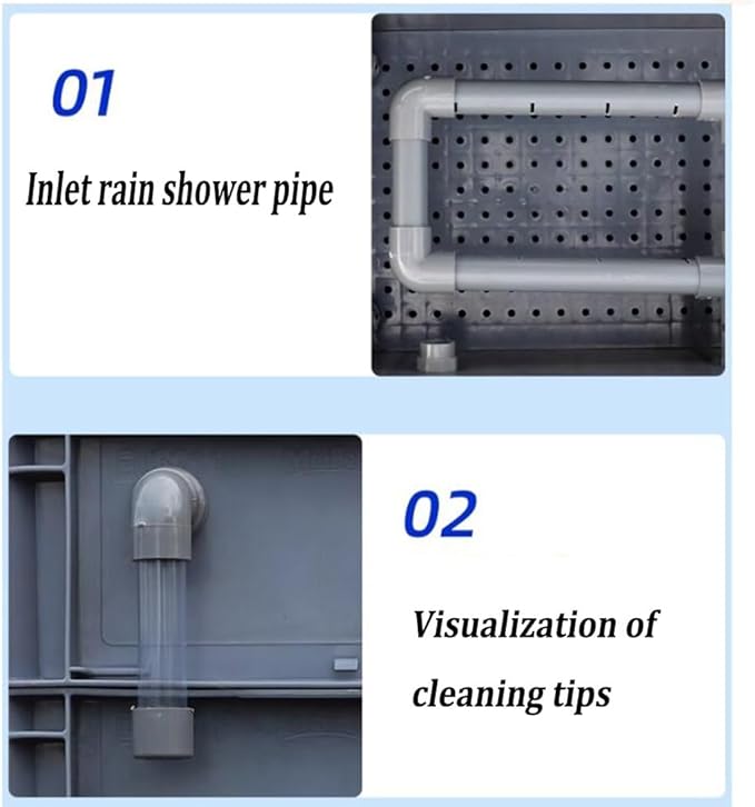 GRRICEPL Fish Tank Filter Box, Waterfall Bio-Filtration Aquarium, Turtle Tank Filter, Pump and Filter Media Not Included (Color : Gray, Size : 30x20x33cm)