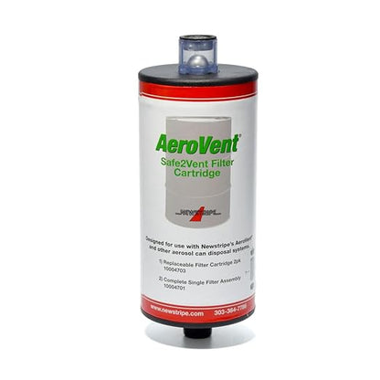 AeroVent Safe2Vent Single Filter Assembly (Part #10004701) | Fits Single-Can Systems | Reusable Top, Base & Filter Cartridge | Viz-a-Ball Indicator | Compliant in All 50 States | Made in USA