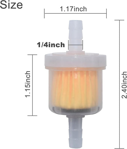 Universal 1/4 Inch Gas Inline Fuel Filters with magnet for Kohler, Kawasaki, John Deere, Birggs, Stratton Small Engine Gasoline Generator Lawn Mower Motorcycle（10pcs）