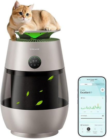 ‌Dreame Pet Air Purifier, Cleans 5,386 ft² in One Hour, 1,346 ft² for Home Large Room, NeverChange 5.4-Year Filters for Odor Purification, 360° Visual Collection of Hair, ‌Pet-Friendly Design, Glod