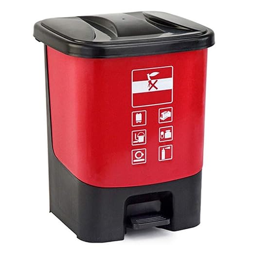 HASMI Trash Can Pedal-Type Trash Can, with Lid, Household Outdoor Garbage Sorting Box 20L Wastebasket (Color : Rojo)