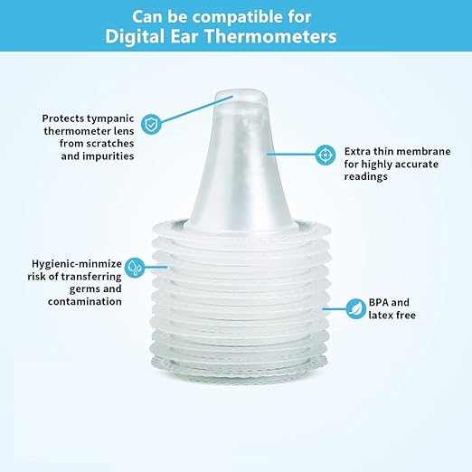 500X Ear Thermometer Probe Covers Lens Filters Refill Caps for All Braun Models, BPA Free and Disposable for Braun