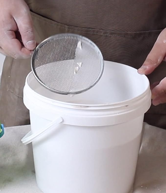 1 Piece Stainless Steel Filter Mesh Ceramic Glaze Filter Mesh Stainless Steel Sieve Strainer Pottery Filter with Handle Glaze Mud Strainer Sifter for Clay Pottery Art, Round