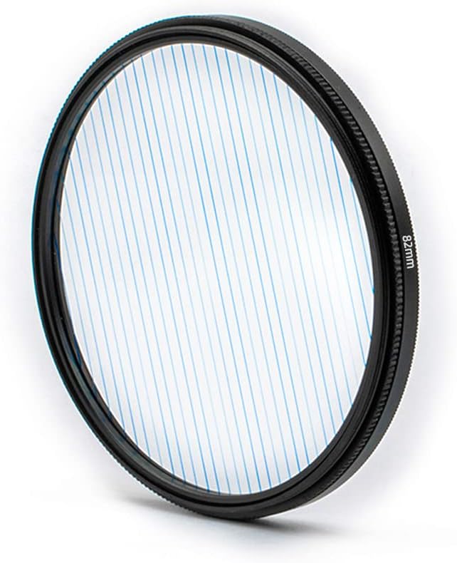 Prism Lens Filter 82mm Starlight Glare Filter Anamorphic Lens Flare Effect Filter Film Props(Blue Linear Flares)