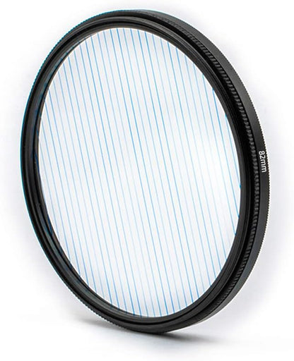 Prism Lens Filter 82mm Starlight Glare Filter Anamorphic Lens Flare Effect Filter Film Props(Blue Linear Flares)