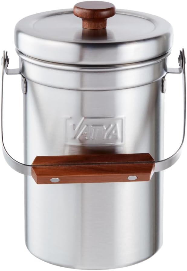 Vatya Stainless Steel Kitchen Compost Bin - NO Filter Countertop Composter, Composting Bucket, Counter Top Small Indoor Food Waste Container with Lid, Odorless Food Scrap Pail, Large 0.8 Gallon