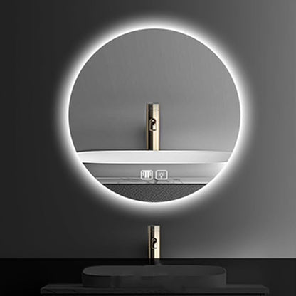Bathroom Mirror with LED Lights and Touch Sensor, Wall Mounted Mirror with Demister Pad, 3 Colours of Light, Double Touch Button, for Entryway, Bathroom, Vanity(40cm/15.7in)
