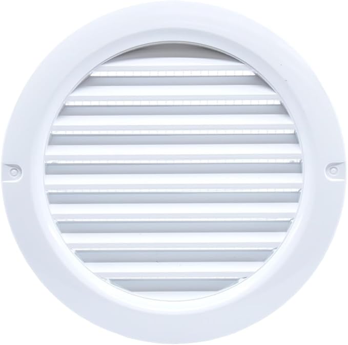 VENTS-US - 4" White Round Plastic Vent Cover with Built-in Insect Screen Mesh and Flange for Air Supply or Exhaust Air Applications - Compatible with 4 Inch Diameter Ducts (6-Pack)