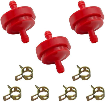 Strongthium Lawn Mower 1/4 Inch ID Inline Gas Fuel Filter 298090S Replacement for Briggs Stratton 298090 394358 1501729MA 4105 7024751YP 951-3013 x3 with Fuel Clamps x6