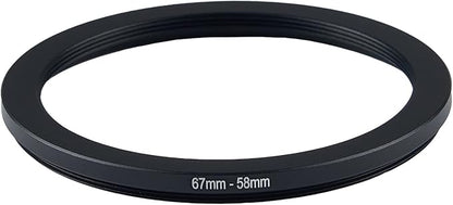 67mm Lens to 58mm Camera Lens Adapter 67mm to 58mm Step Down Ring Adapter Ring for All Brands of UV ND CPL, with Premium Lens Wiping Cloth 2 Pack (67mm-58mm)