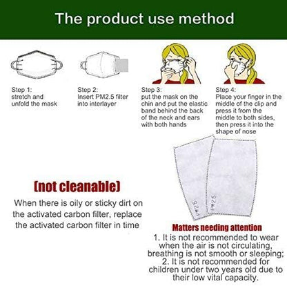 50Pieces PM - 2.5 Anti Dust Activated Carbon Filter 5 Layers Replaceable Anti Haze Filters for Respirator