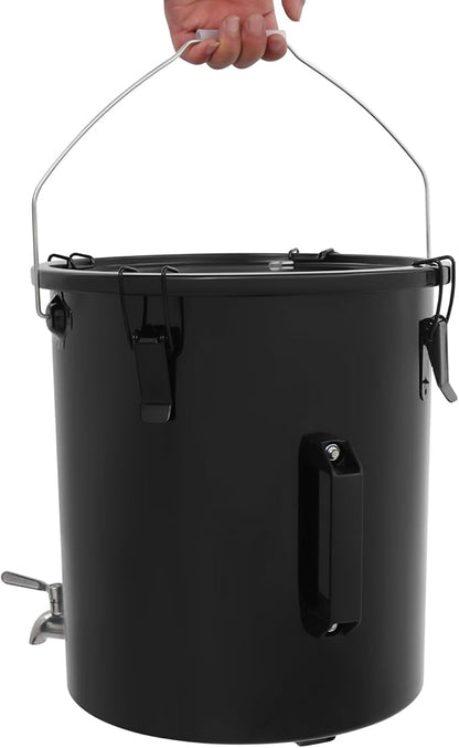 Fryer Oil Container With Filter,6 Gallon Bucket With Lid, Strainer Bag, Faucet and Handle, Carbon Steel Oil Grease Disposal Container For Deep Fryer Oil Filtering/Storage