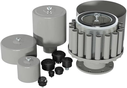 Solberg FS-10-050™ Inlet Compressor Air Filter Silencer, 1/2" MPT Outlet, 4-1/8" Height, 4-1/8" Diameter, 12 SCFM, Made in the USA