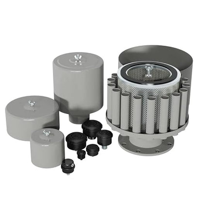 Solberg FS-19P-125™ Inlet Compressor Air Filter Silencer, 1-1/4" MPT Outlet, 6-5/8" Height, 6" Diameter, 70 SCFM, Made in the USA