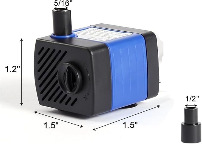 AQUANEAT Small Fountain Pump, 50 GPH Mini Submersible Water Pump with 3.3 ft Tubing, for Aquarium Fish Tank, Pet Water Fountain, Hydroponics, Pond Waterfall Filter Pump