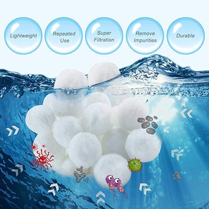 3 lbs Pool Filter Balls Eco-Friendly Fiber Filter Media for Swimming Pool Sand Filters (Equals 50kg/100lbs Pool Filter Sand) (3, Pounds)
