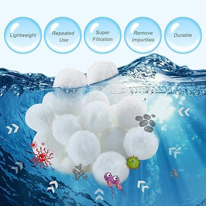 3 lbs Pool Filter Balls Eco-Friendly Fiber Filter Media for Swimming Pool Sand Filters (Equals 50kg/100lbs Pool Filter Sand) (3, Pounds)