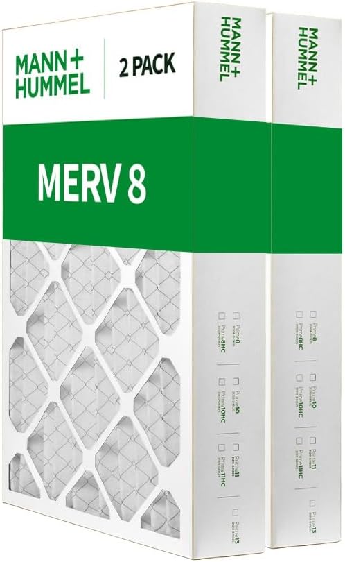 Mann+Hummel 16x25x4 MERV 8 Pleated HVAC AC Furnace Air Filters. 2 Pack. (Exact Size: 15.5 x 24.5 x 3.75 Inches)