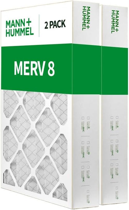 Mann+Hummel 16x25x4 MERV 8 Pleated HVAC AC Furnace Air Filters. 2 Pack. (Exact Size: 15.5 x 24.5 x 3.75 Inches)